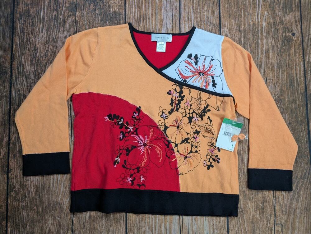 Vintage Susan Bristol Colorful Floral Shirt NWT Large New